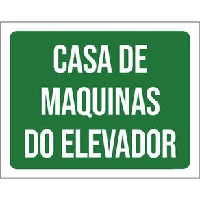 Kit 3 Placas Sinalização - Casa Máquinas Elevador Verde