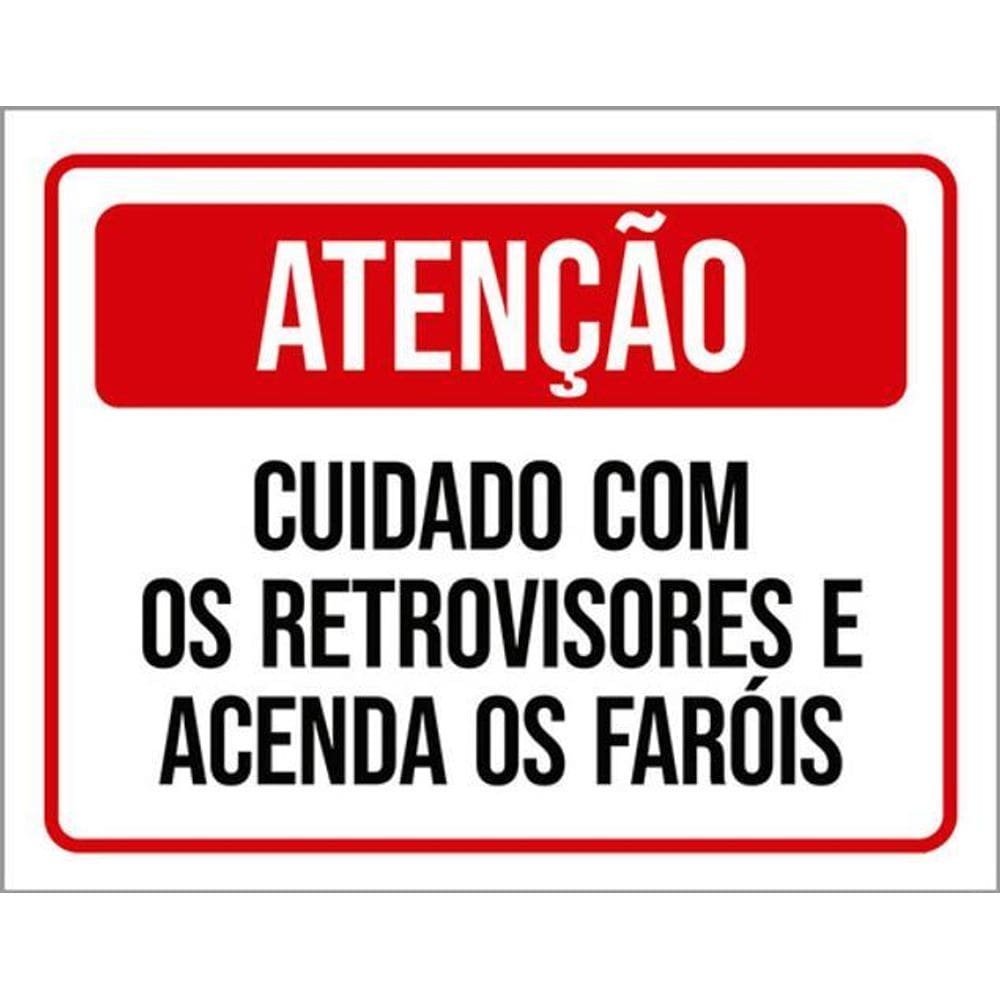 Kit 10 Placas Cuidado Retrovisores Acenda Faróis