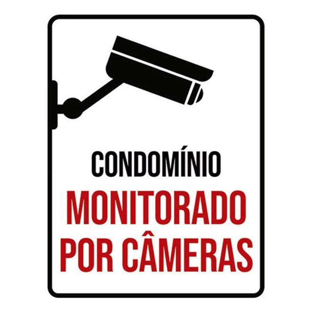 Kit 3 Placas Sinalização - Condomínio Monitorado Câmeras