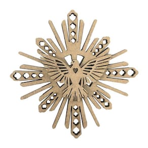 Aplique Laser Mdf - Esplendor Espirito Santo Coração - 15 Cm