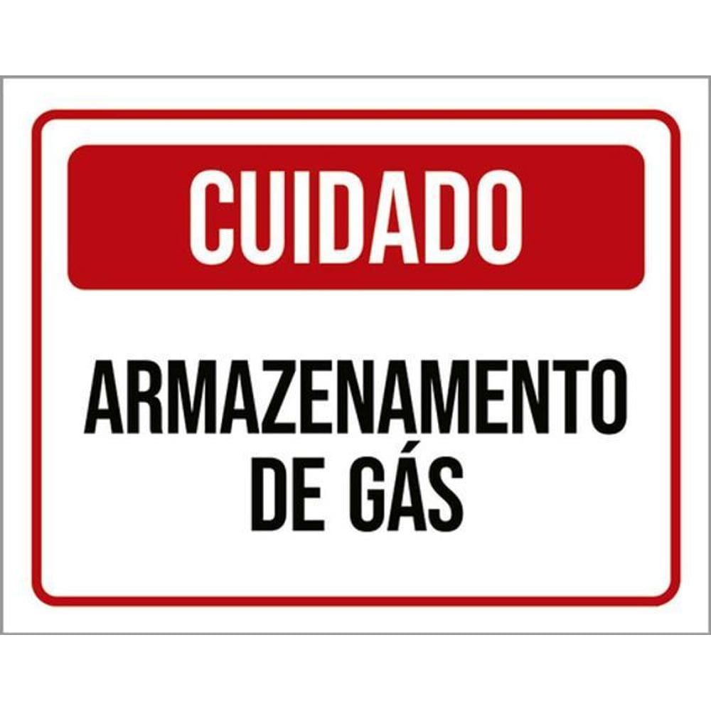 Kit 3 Placas Sinalização - Cuidado Armazenamento De Gás