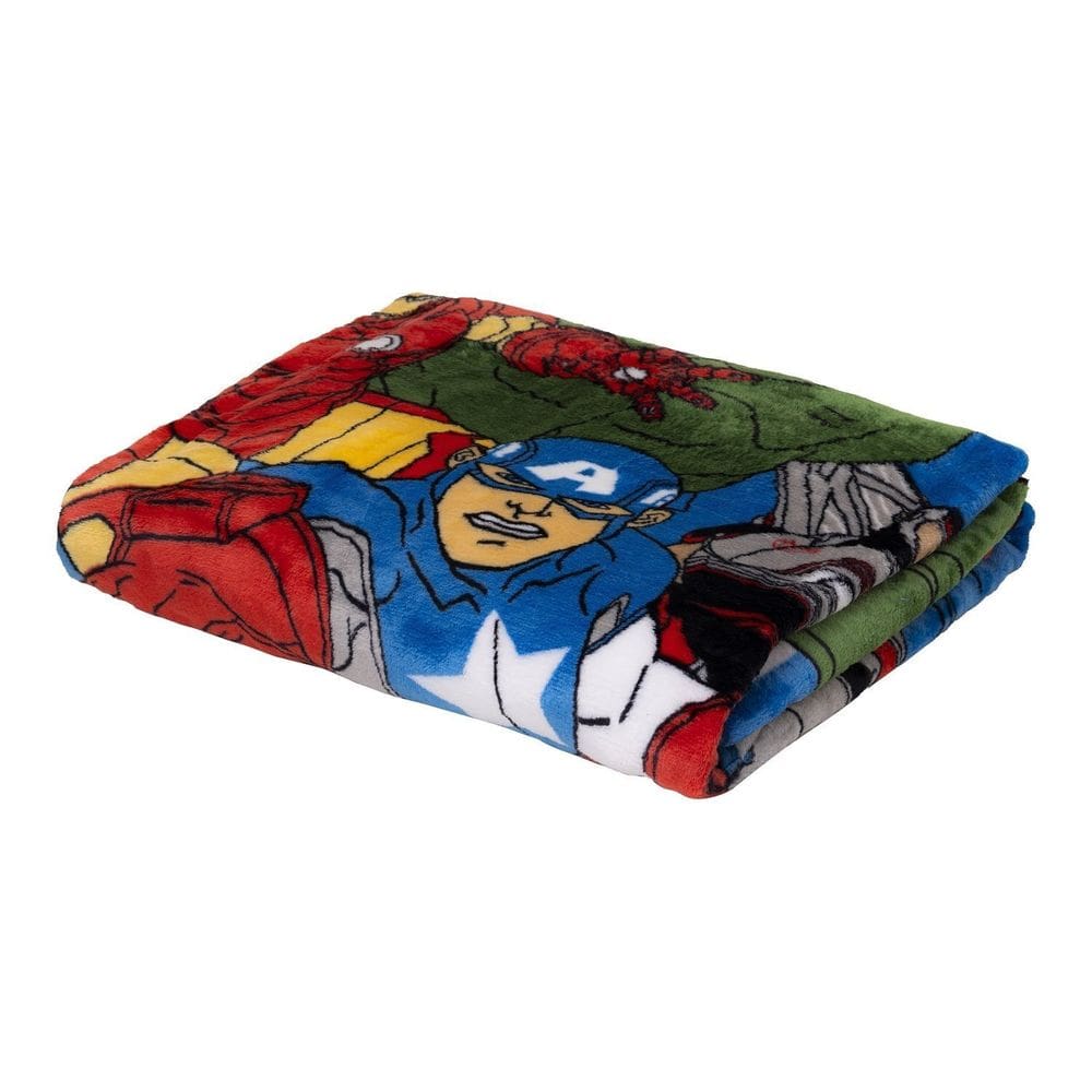 Cobertor Raschel Juvenil Marvel O Poder Dos Vingadores 1,50 M X 2,00 M Az/Cd Azul