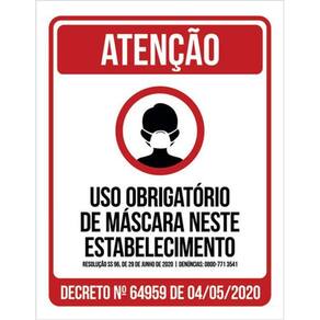 Kit 3 Placas Obrigatório Máscara Estabelecimento 36X46