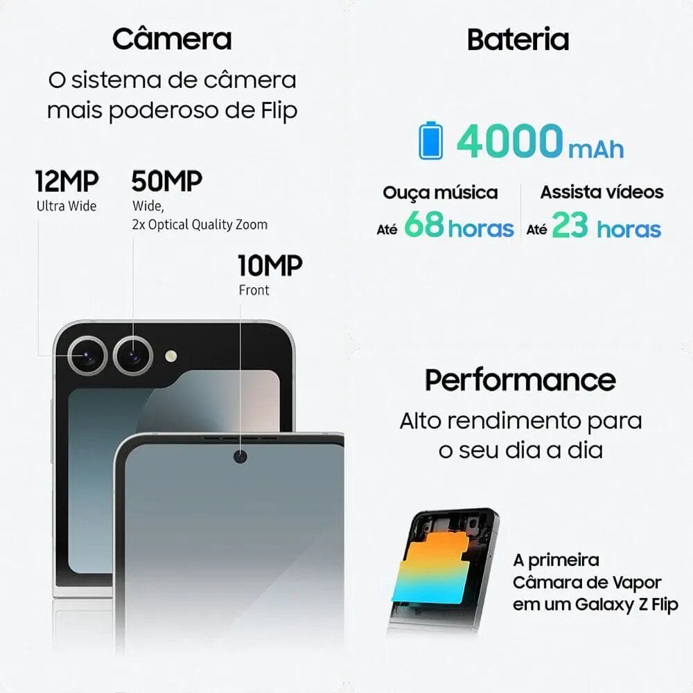 Galaxy Z Flip 6 256GB メモリ12GB 47475 Celular Samsung Galaxy Z Flip6 5g, 256gb, 12gb Ram, Tela 6.7 , Câm