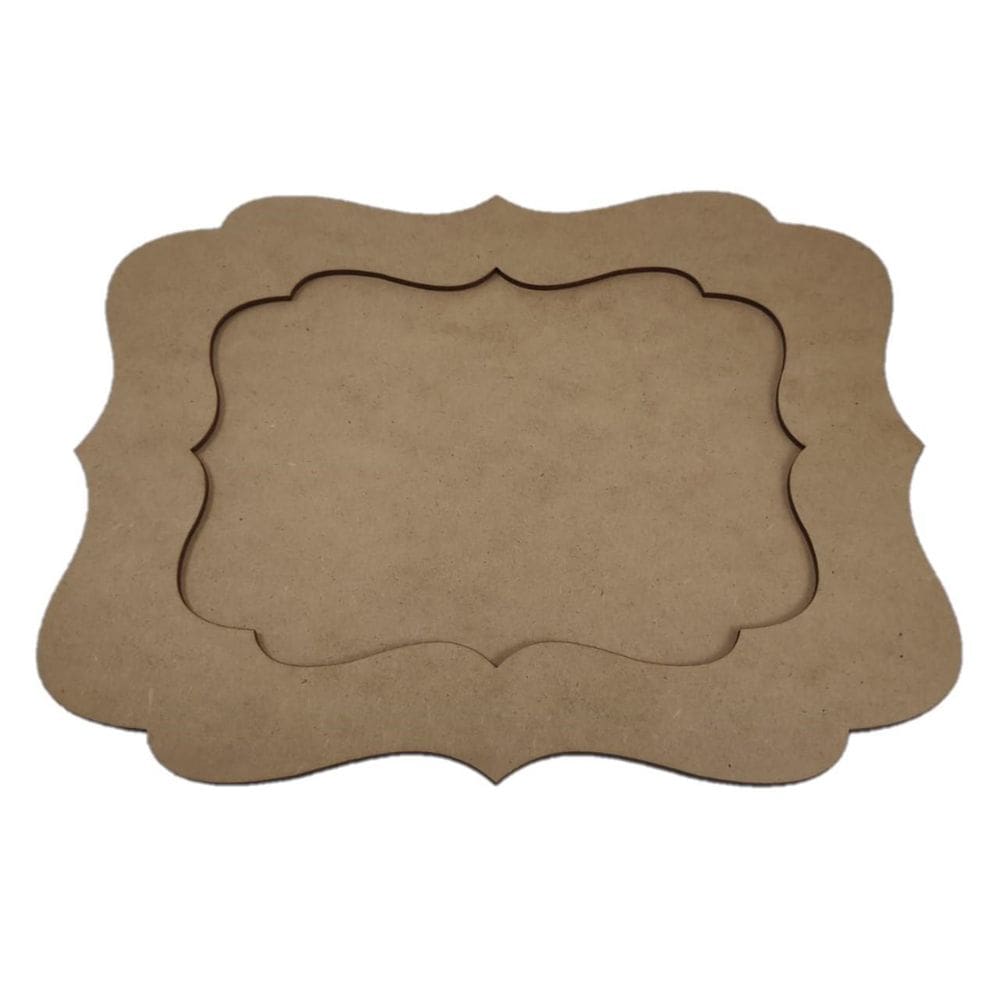 Moldura Retangular Ondulada Em Mdf - 27,5X21Cm