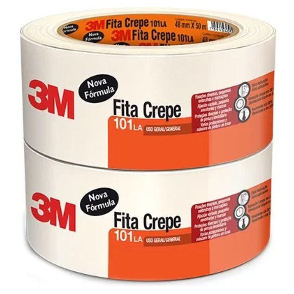 Fita Crepe 101la 48mm X 50m Com 2 Rolos 3m
