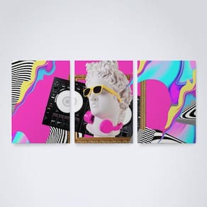 Quadro Decorativo Grego Descolado com Óculos Rosa 30x20cm