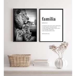 Kit 2 Quadros Para Sala Leões- Família 24X18Cm