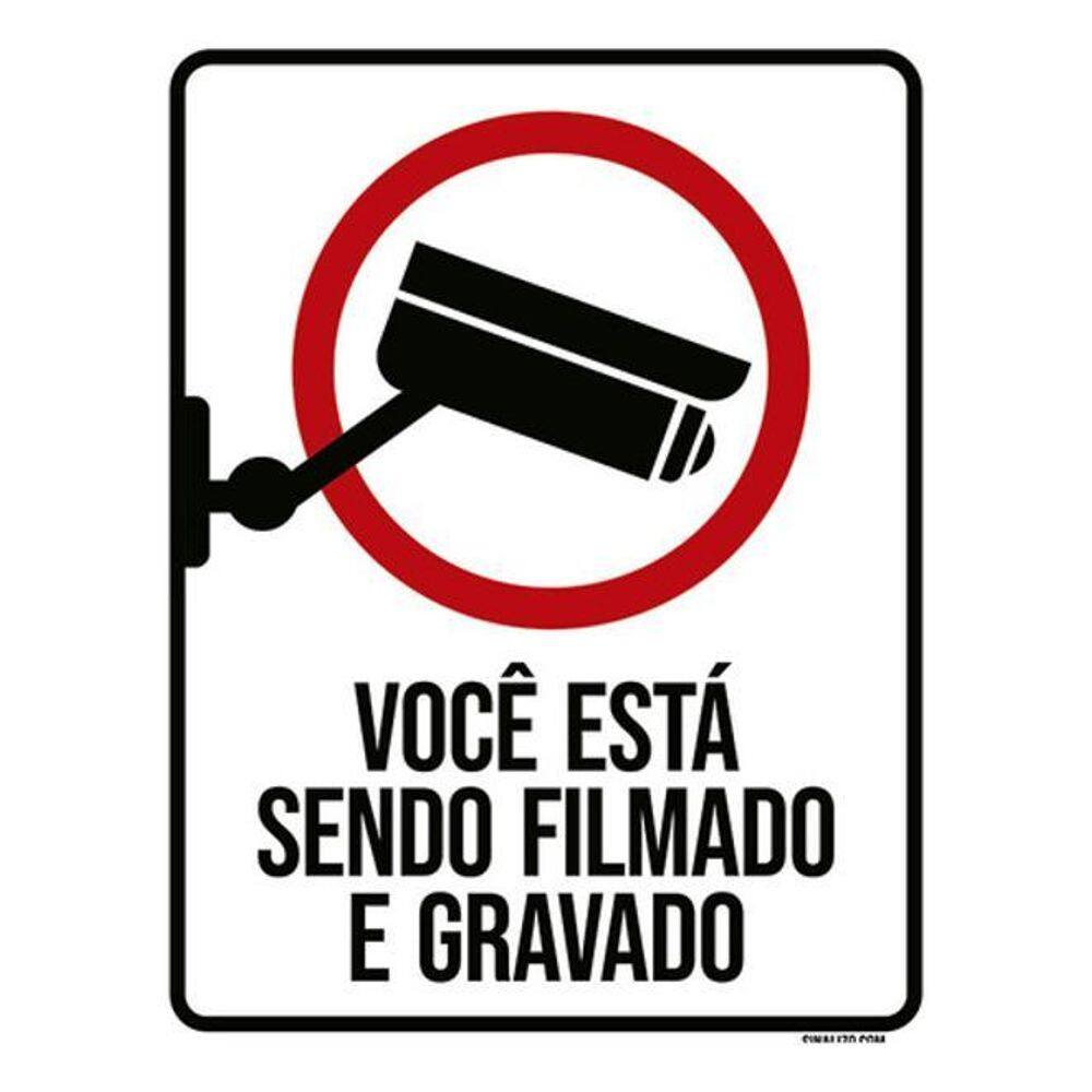 Kit 3 Placas Sinalização - Você Está Sendo Filmado Gravado