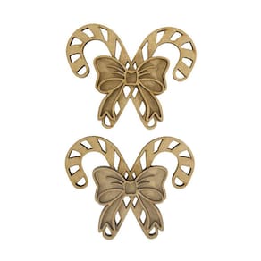 Aplique Laser Mdf - Bengala Dupla Com Laço 10 Cm - 2 Unid