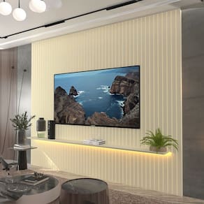 Painel para TV Até 85 Polegadas Nobre 1 Prateleira Ripado Off White - Gelius