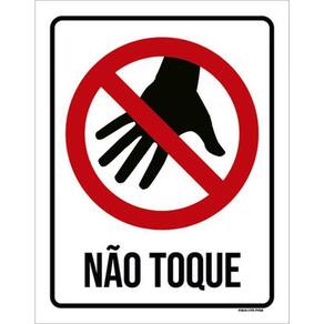Kit 3 Placas Sinalização - Não Toque Mão Ícone Preto