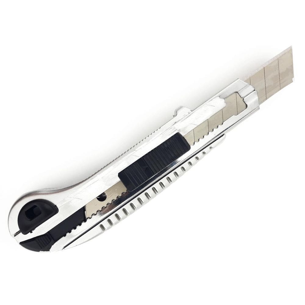 Estilete Metal 5 Lâminas 10Cm Trava Segurança