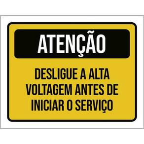 Kit 3 Placas Atenção Desligue Alta Voltagem Antes Iniciar