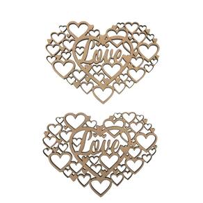 Aplique Laser Mdf - Colméia Coração Moldura Love 2 Un 12 Cm