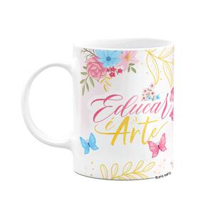 Caneca Floral Professor - Educar é arte - Branca