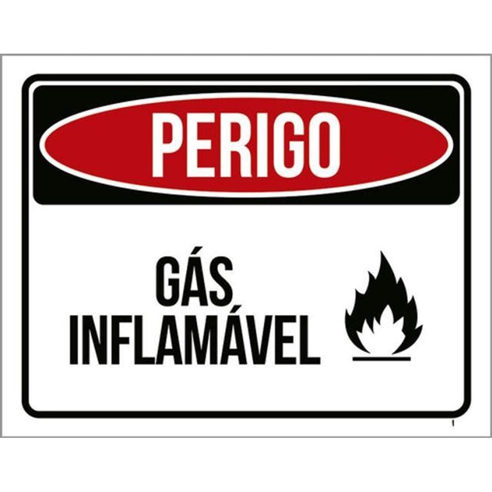 Kit 5 Placas Sinalização - Perigo Gás Inflamável