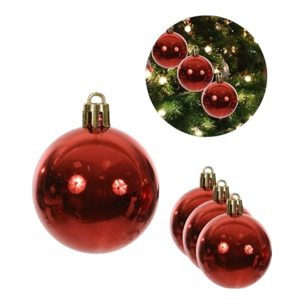Kit Bolas De Natal Metálicas Florarte Vermelhas Com 3Un