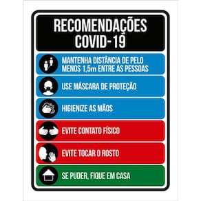 Kit 3 Placas - Use Máscara, Lave As Mãos Recomendações