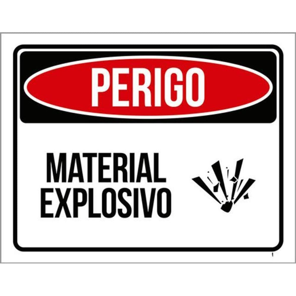 Kit 5 Placas Sinalização - Perigo Material Explosivo