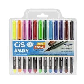 Caneta Cis Brush Aquarelável 12 Cores