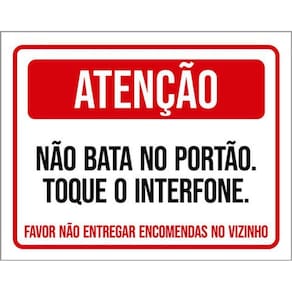 Kit 10 Placas Atenção Não Bata Portão Toque Interfone