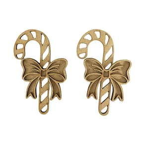 Aplique Laser Mdf - Bengala Natal Com Laço 10 Cm - 2 Unid
