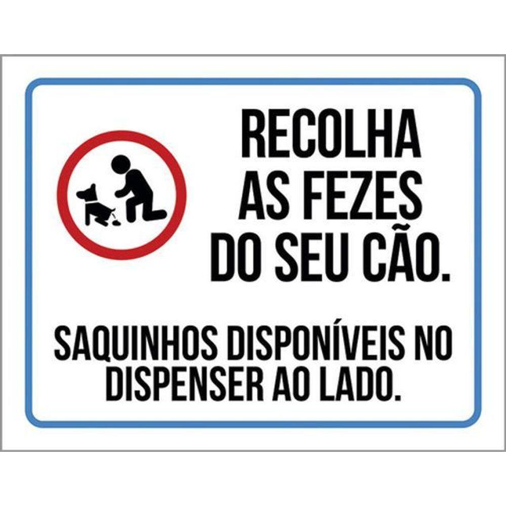 Kit 3 Placas Recolha Fezes Cão Saquinhos Disponíveis