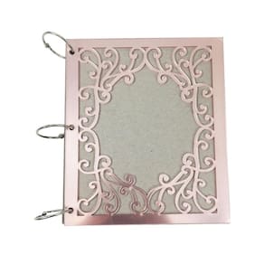 Álbum Arabesco Holler Capa Acrílico Rose Argolas 6 Folhas