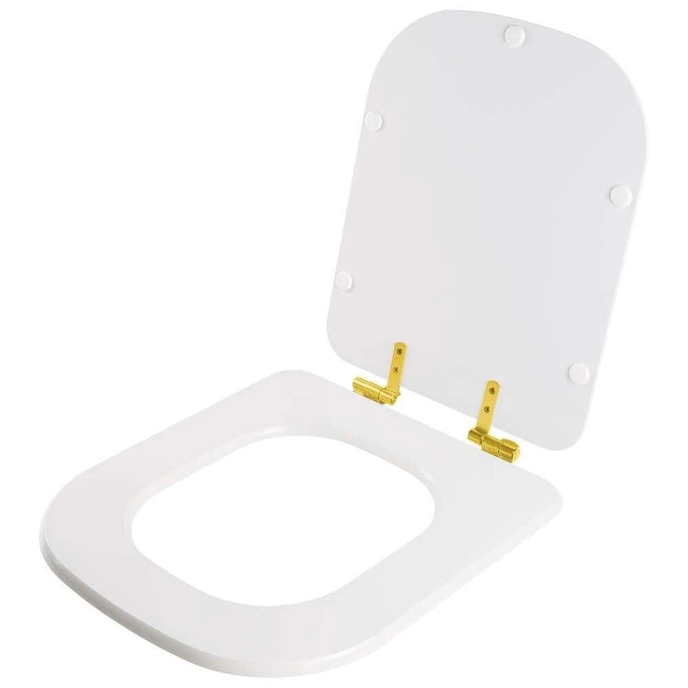 Assento Sanitário com Fechamento Lento Debba Branco para vaso Roca com Ferragem Dourada