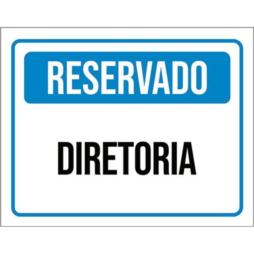 Kit 5 Placas Reservado Diretoria Azul