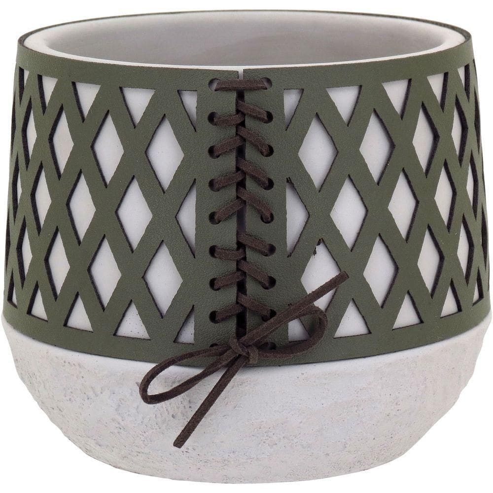 Vaso Decorativo Enfeite Casa Cimento 18x14x14cm Verde