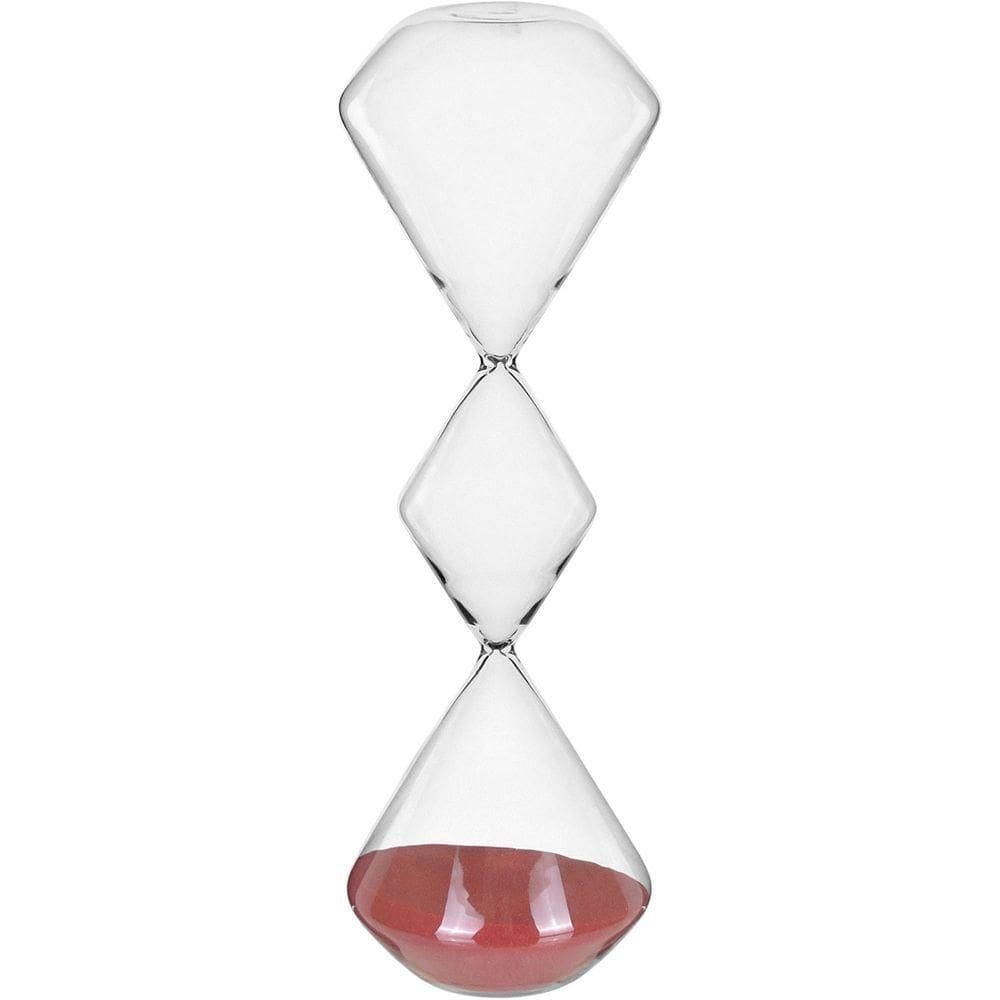 Ampulheta Decorativa Enfeite Casa Home&co Areia Vermelha Vidro 39x12x12cm Transparente