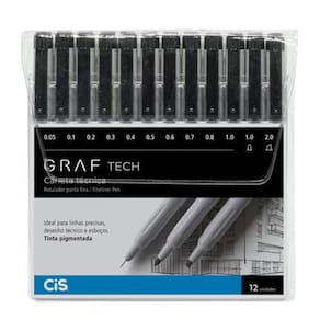 Caneta Técnica Graf Tech Estojo Com 12 Pontas - Cis