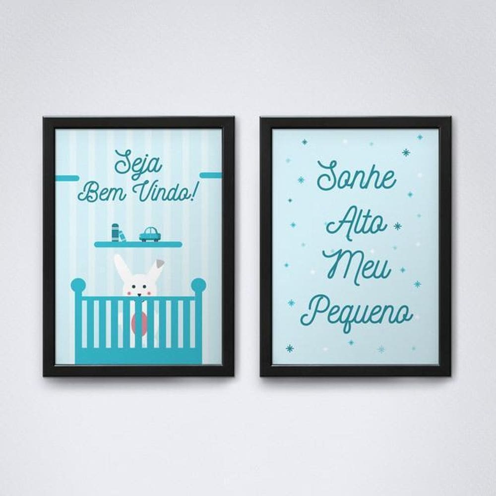 Quadros de Decoração 30x20cm - Moldura Preta - Kit 2 Peças