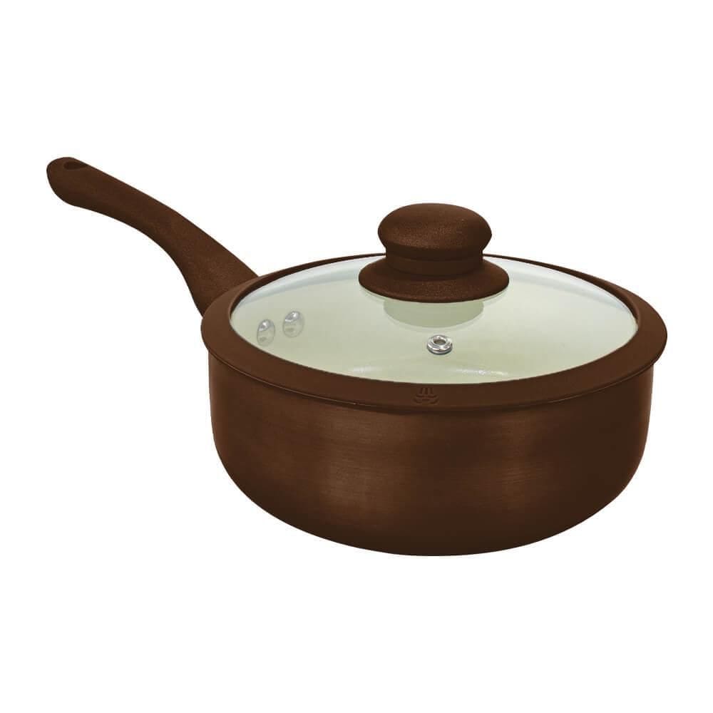 Panela Antiaderente Cerâmica de Indução Marrom Roma Plus 18cm - Casambiente