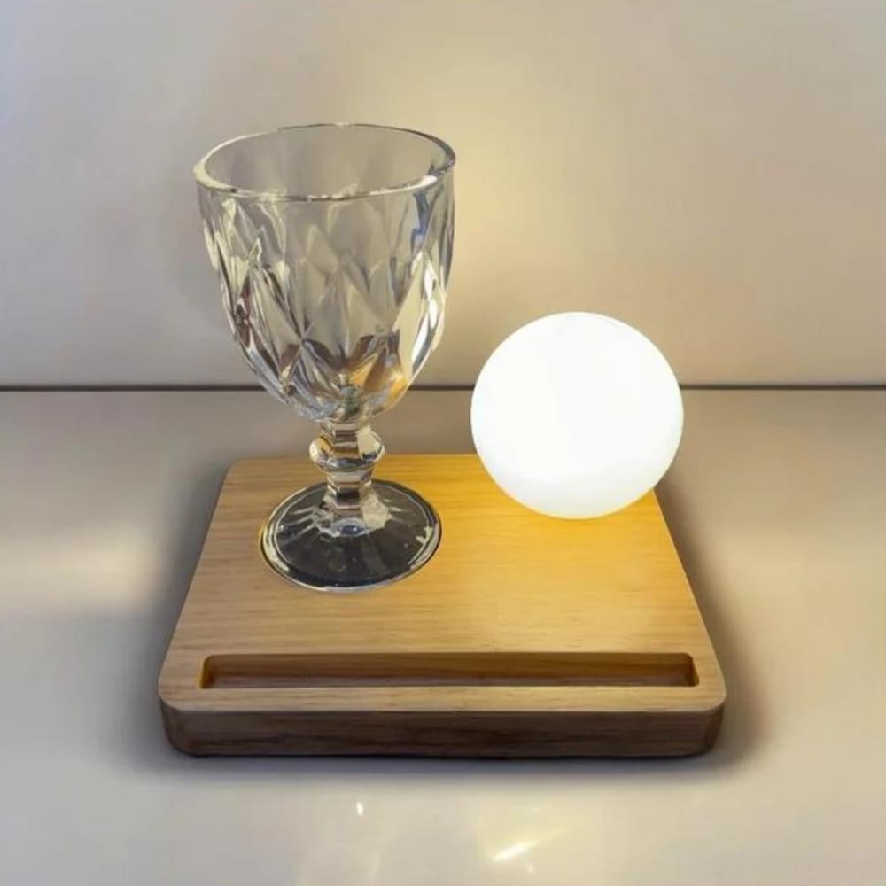 Luminária de Mesa Porta Copos Maceió Madeira Natural