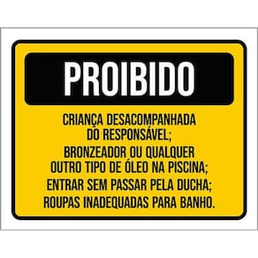 Kit 10 Placas Proibido Criança Desacompanhada Bronzeador