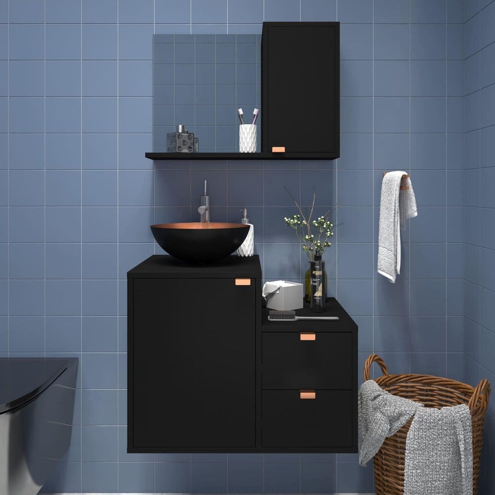 Banheiro Completo Nuestra Preto Com Cobre