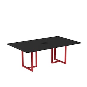 Mesa de Reunião Retangular com Power Box 200x90cm Mr2000p25tub Preto/Vermelho