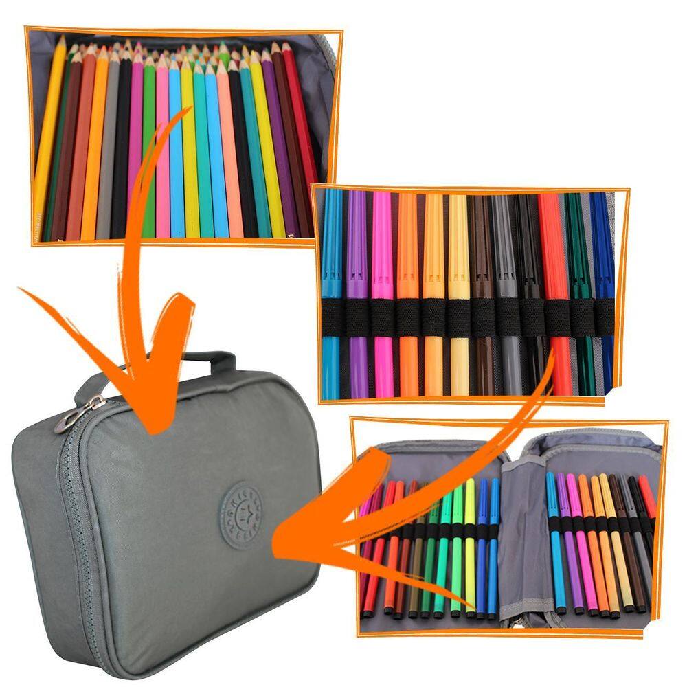 Estojo Escolar Box Jumbo Organizador Juvenil Azul-Marinho