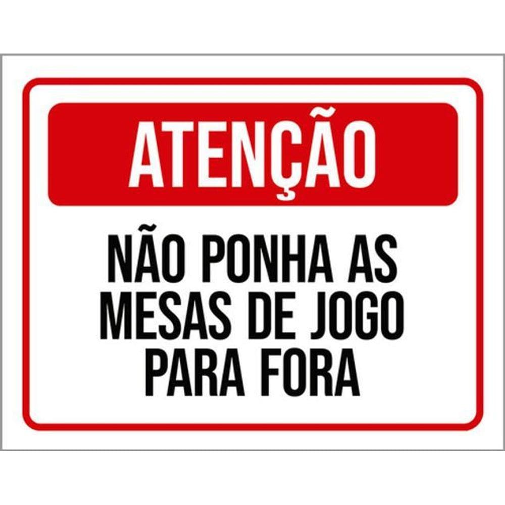 Kit 5 Placas Atenção Não Ponha Mesas Jogo Para Fora