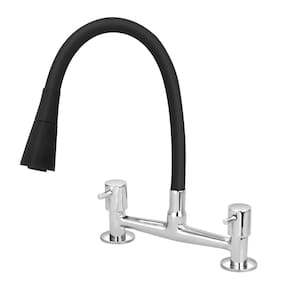 Torneira Cozinha Misturador Gourmet Preto Flexível Cone Mesa