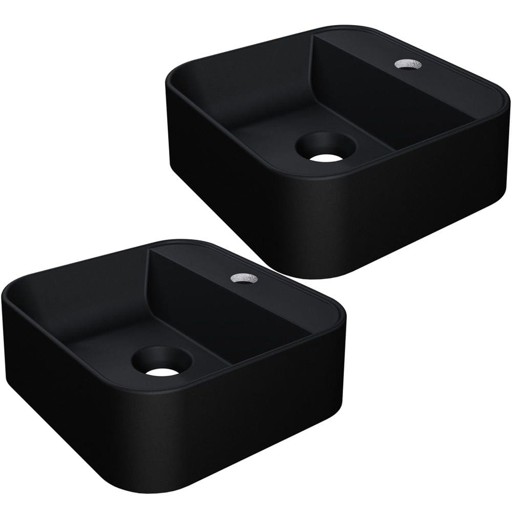Kit 02 Cubas de Apoio Quadrada Para Banheiro Lavabo C01 QA31W Preto Matte Fosca - Lyam