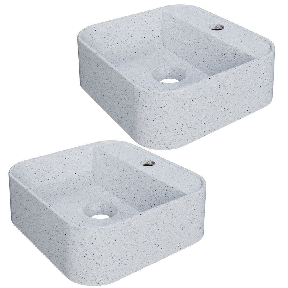 Kit 02 Cubas de Apoio Quadrada Para Banheiro Lavabo C01 QA31W Branco Granit - Lyam