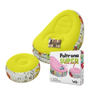 Poltrona Inflável Super Lounge Grafite com Puff Aveludado Vg Plus