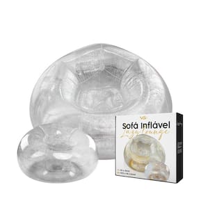 Poltrona Inflável Lazy Lounge Glitter com Puff Vg Plus Prata