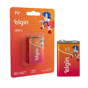 Pilha Bateria 9V Zinco Carvão Elgin Brinquedos Industrial