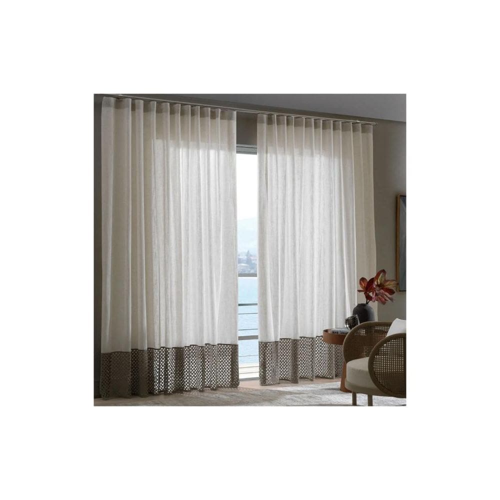 Cortina Bella Janela 420x250 cm Duplex Monaco Crochê Cascalho