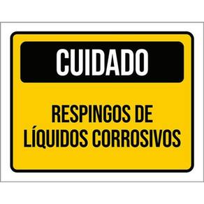 Kit 5 Placas Sinalização Cuidado Respingo Líquido Corrosivo